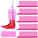 Jingmore 50 Set Cowboy Boot Drink Pouches with Straws Cowgirl Boot Zipper Smoothie Pouches Heavy Duty Reclosable Bag for Western Themed Rodeo Baby Shower Party Decorations (6oz, Pink)
