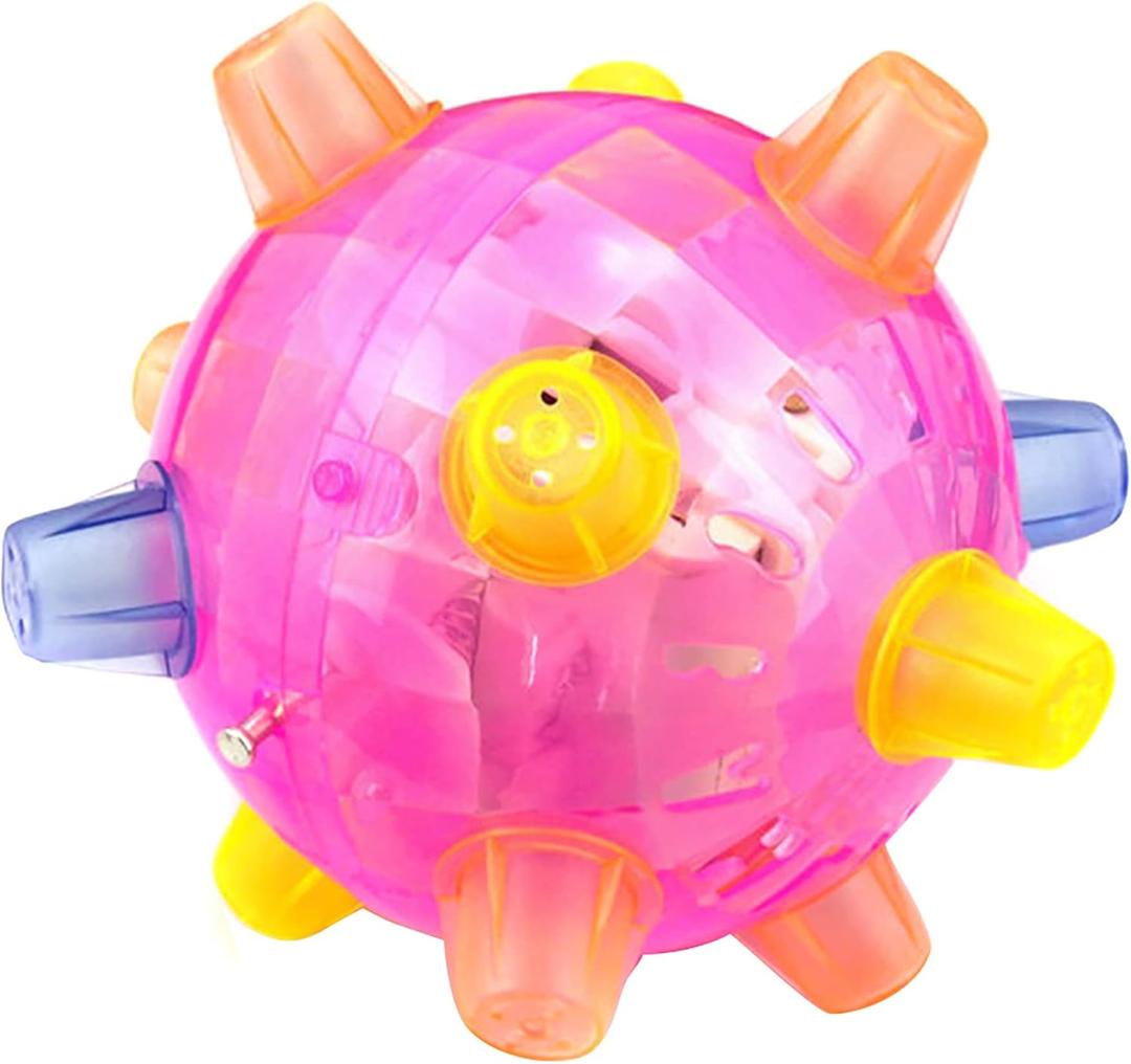 Jumping Activation Ball with Colorful Flashing Led Light and Music, Automatically Bouncing Ball Suitable for Dogs Playing Indoors and Outdoors (Red)