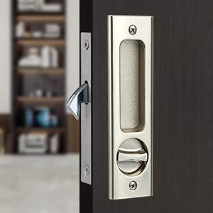 6.3 Privacy Pocket Door Lock Hardware,Invisible Door Handle with Keys,Recessed Door Handle for Pocket Sliding Door Lock Furniture Hardware,Brushed Silver