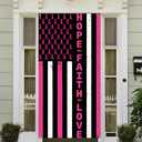 Breast Cancer Awareness Door Cover Hope Faith Love Photo Backdrop Women USA American Flag October Pink Ribbons Party Decorations and Supplies for Home