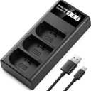 ENEGON LP-E6 LP-E6N LP-E6NH Triple Slot LCD USB Charger for Canon EOS 5D Mark II III and IV, 70D, 5Ds, 6D, 5DsR, 80D, 7D, and 7D Mark II, EOS 60D