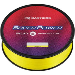 KastKing SuperPower Braided Fishing Line - Abrasion Resistant Braided Lines  Incredible Superline  Zero Stretch  Smaller Diameter  A Must-Have! (20LB(500 Yds), X8-Yellow)