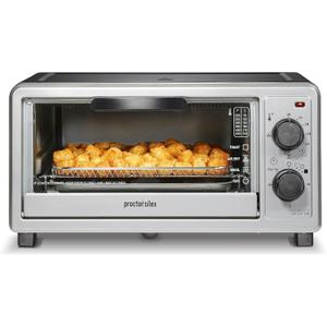 Proctor Silex Simply-Crisp Air Fryer Toaster Oven Combo with 4-in-1 Functionality (Air Fry, Bake, Broil & Toast), 1200 Watts, Fits 4 Slices or Personal Pizza, Auto Shutoff, Black (31265)