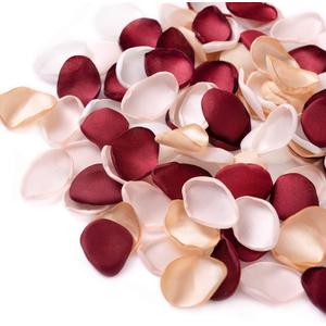 Ling's moment Rose Petals, Silk Flower Petals for Wedding/Aisle/Flower Girl Baskets/Table Centerpiece Dcor,etc.Burgundy Gold White 200pcs