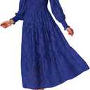 BTFBM Wedding Guest Dresses for Women Spring Fashion 2026 Casual Long Sleeve Floral Maxi Boho Homecoming Dress (Blue, XL)