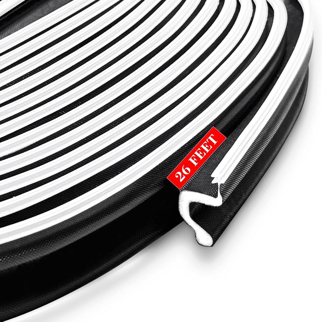 Extra Wide Weather Stripping Door Seal, Black Kerf Weatherstripping for Door Frame, Extra Thick Exterior Weatherstrip for Large Gap, V-Shaped Door Insulation Strip Replacement - 26Ft