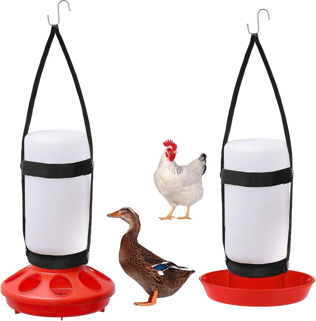 2 Packs Chick Feeder and Waterer Kit 1L Chick Feeder and 1L Chick Waterer Chicken Feeder and Hanging Chicken Waterer for Poultry Farm Chick Water Food Feeder
