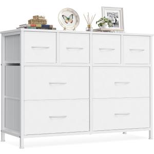 SONGMICS Wide Dresser for Bedroom, 8 Fabric Drawers with Steel Frame, 11.8"D x 38.9"W x 29.4"H