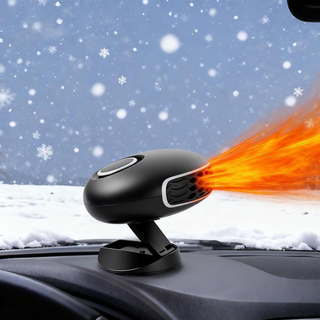 12V Car Heater, Plug into Cigarette Lighter 2-in-1 360 Degree Rotation Defroster Defogger for Car Windshield, Portable Fast Heating 150W Car Heater for Vehicle, Thanksgiving Gift