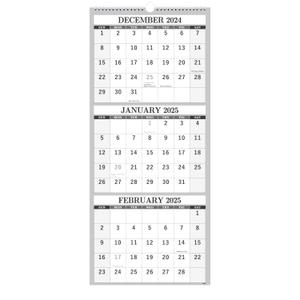 2025 Wall Calendar - 3 Month Calendar Vertical Display, 3-Month Wall Calendar 2025, Jan. 2025 - Dec. 2025, 11" x 26", Large Monthly Calendar, Lay- Flat, Holidays, Blocks, Perfect for Planning