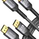 JSAUX DisplayPort Cable 2 Pack 10ft, 4K DP 1.2 Cable | 4K@60Hz, 2K@165Hz, 2K@144Hz | HDR, 21.6Gbps, FreeSync, G-Sync Display Port Cord for Gaming Monitor Graphics 3090 PC -Grey