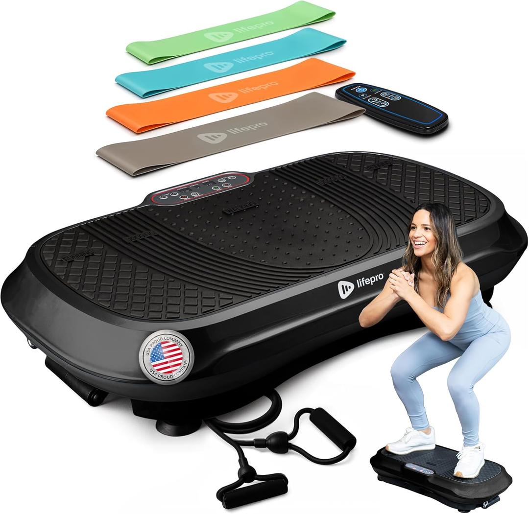 Lifepro Waver Vibration Plate Exercise Machine for Lymphatic Drainage, Muscle Activation, Full-Body Workout Vibrating Platform with Loop Bands, Fitness Equipment for Strength Toning & Fat Loss (Black)