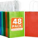 METAPRINT 48 Pcs Rainbow Paper Gift Bags with Handles in Bulk, 5.8x3.2x8.25 inch Small Kraft Paper Bags for Birthdays, Party Favors, Wedding (8 Colors)