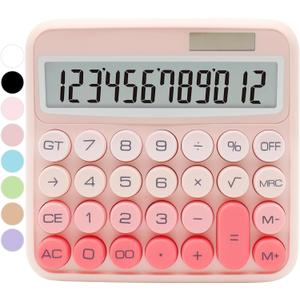 Gradient Pink Calculator, UPIHO Standard Calculator 12 Digit with Large LCD Display and Big Buttons, Pink Office Supplies for Women, Cute Desk Accessories for Office,School, Home, Business