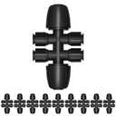 Bonviee 10 Pack 1/2 to 1/4 Push-to-Connect Tee, Split 1/2 Tubing into Four 1/4 Lines, Quick Connect Drip Irrigation Fittings, Leak-Proof 6-Way Splitter for Garden, Lawn, Greenhouse