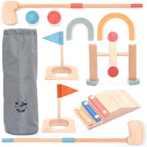 umu® Wooden Mini Golf Set for Kids – 6 Obstacles, Indoor and Outdoor Golf Toy with Balls and Clubs – Creative Learning Toy for Boys and Girls Ages 3 4 5 6