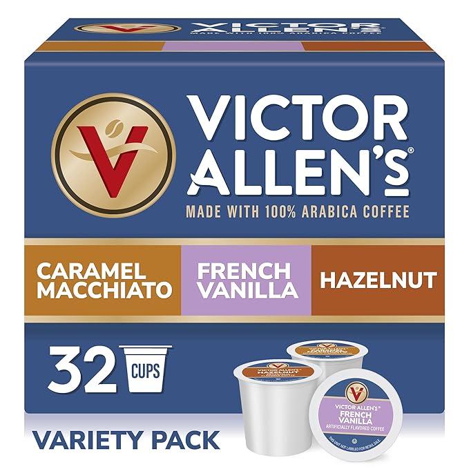 Victor Allen's Coffee Variety Pack (French Vanilla Flavored, Caramel Macchiato, Hazelnut), 32 Count, Single Serve Coffee Pods for Keurig K-Cup Brewers 