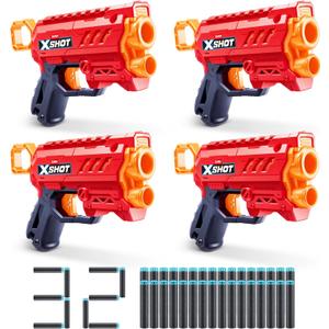XSHOT Excel Micro 2.0 4 Pack by ZURU with 32 Darts, Easy Reload, Air Pocket Dart Technology, Toy Foam Blaster for Kids, Teens and Adults