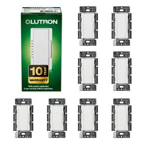 Lutron Maestro LED+ Dimmer Switch for Dimmable LED, Halogen and Incandescent Bulbs, 150W/Single-Pole or Multi-Location, MACL-153M-WH, White (8-Pack), Dimmer