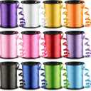 12-Rolls Curling Ribbon for Gift Wrapping - 3/16in x 125 Feet Per Roll - Curling Balloon String Ribbon Set for Presents, Bows, DIY Arts & Crafts, Wedding, Happy Birthday Decorations, Assorted Colors