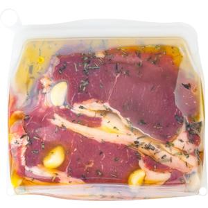 Reusable Silicone Gallon Bag (Large 50oz+) Extra Thick Freezer Storage Bag for Marinating, Sous Vide & Bulk Food Airtight Stand-Up Platinum Silicone Container Oven & Microwave Safe