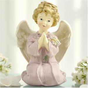 Kneeling Praying Angel Figurine with Flowers, 5.12 Inch