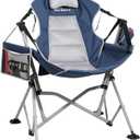 Oversized Hammock Camping Chairs, Folding Swing Chair with 1-Step Design, Swinging Hammock Chair with Adjustable Backrest, Lumbar Support & Headrest for Outdoor&Indoor, Support 400LBS, Blue