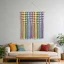 Macrame Wall Hanging Extra Large Handmade Tapestry Boho Decor Natural Cotton Rope Ball Textile Fiber Yarn Candy Wall Art for Livingroom Bedroom Wedding Party 35.4" L by 33.8" H - Macaron