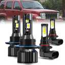 For 2008-2012 Jeep Liberty light Bulbs, 9008 High Low Beam 9145 Fog Light Combo, 4PCS