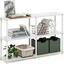 Furinno Turn-N-Tube Storage Shelves, 3-Tier 47.4 Wide Book Shelf, Corner Shelf, Toolless Open Shelves, for Organization and Storage, Living Room, Garage, Home Office, White