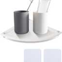 Corner Sink Caddy, 2PCS Instant Dry Sink Organizer, Diatomite Stone Sink Tray, Diatomaceous Earth Sponge Dispenser Holder Fast Drying Stone Rack for Kitchen & Bathroom