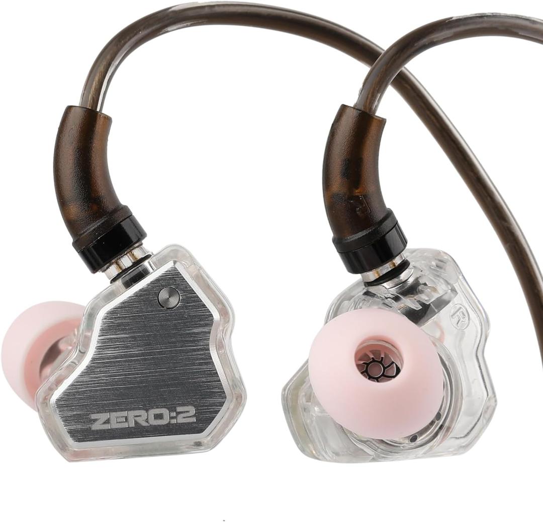 Linsoul 7Hz x Crinacle Zero:2 in Ear Monitor, Updated 10mm Dynamic Driver IEM, Wired Earbuds Earphones, Gaming Earbuds, with OFC IEM Cable for Musician (with MIC, Silver)
