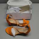 FW FRAN WILLOR Women Open Toe Low Chunky Short Heels Ankle Strap Block Heel Sandals Party Dress Wedding Pump Shoes, Size 7 