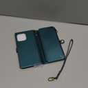 Defencase Compatible with iPhone 14 Pro Max Case Wallet with RFID Blocking Card Holder for Women Men, PU Leather Magnetic Snap Flip Zipper Strap Wallet Phone Case Fit for iPhone 14 Pro Max, Blue Green