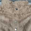 BLENCOT Women Fashion Button Down Collar Textured Shearling Long Sleeve Plain Cable Casual Fuzzy Fleece Ladies Sweatshirts Pullovers Shirts Tops Khaki, 2XL
