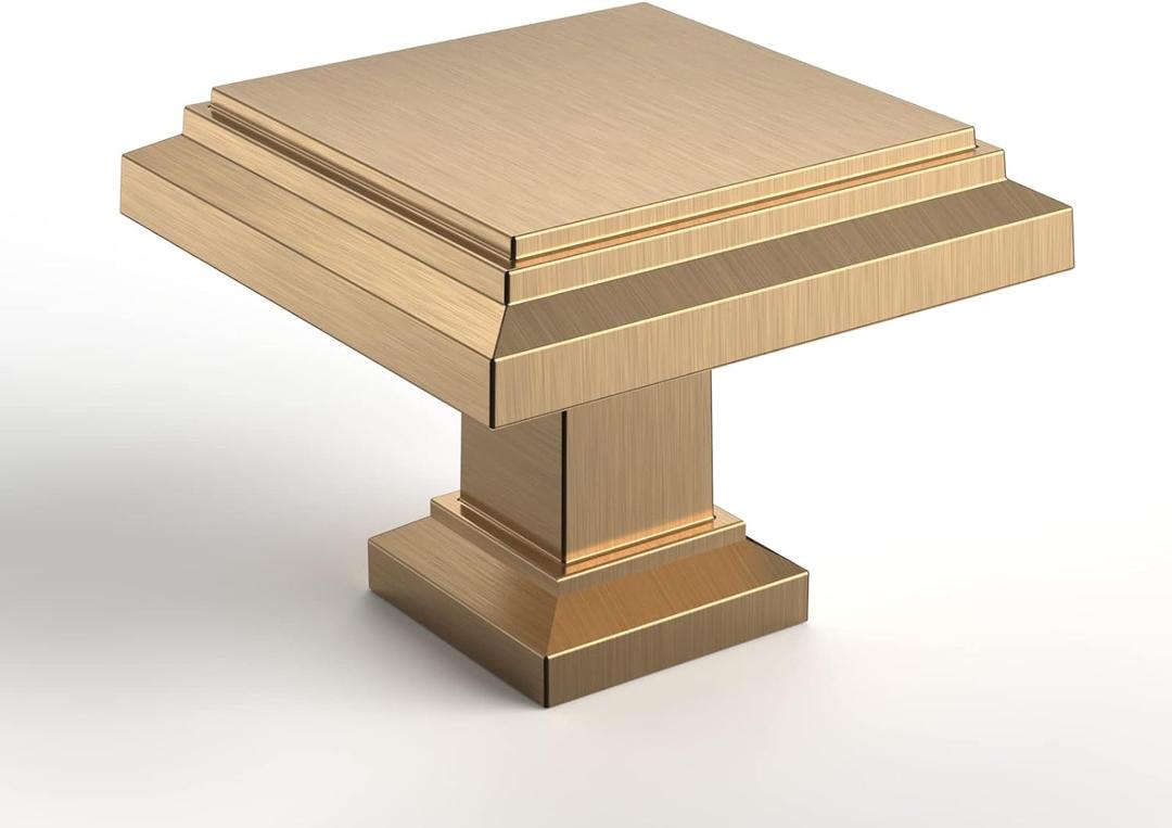 Amerdeco 10 Pack 1.3 Inch Champagne Bronze Cabinet Knobs Single Hole Cabinet Handles Dresser Knobs Drawer Knobs and Pulls for Bathroom Cabinets ZH0001, 1.3"/32MM