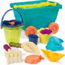 B. toys – Travel Beach Wavy – Wagon – Water Play & Sand Toy – with 11 Funky Sand Toys – 18+ Months, 9.5 x 14 x 8