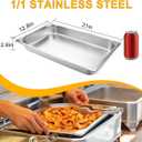 VOISEN 2 Pack Hotel Pans, 2.5" Deep, Anti-Jamming, Commercial Stainless Steel Steam Table & Catering Food Pans