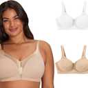 PLAYTEX Women's 18 Hour Silky Soft Wireless Bra, Smoothing Full-Coverage T-Shirt Bra, Single and 2-Pack 42D