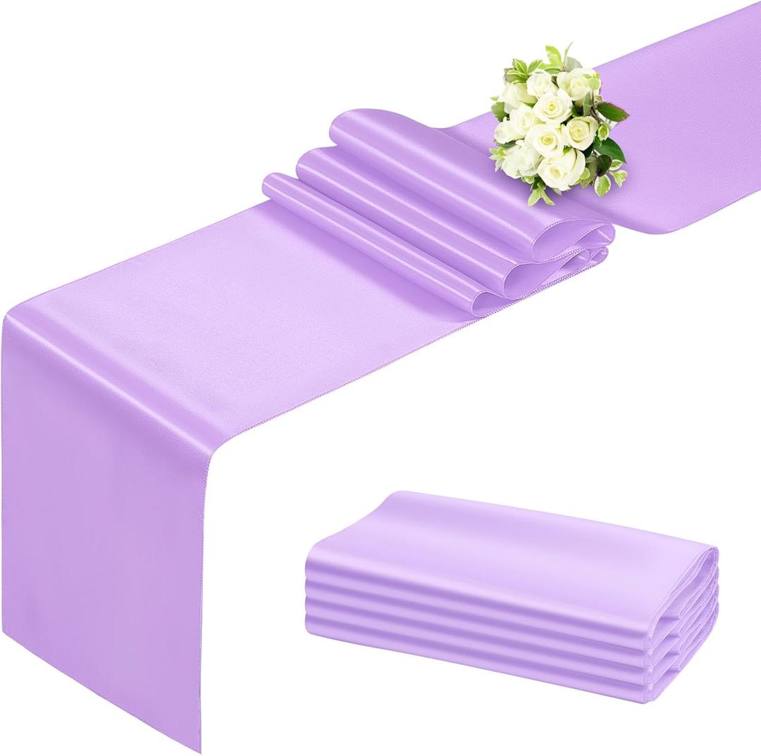 BDDC Lavender Table Runner 12x108 Inch - 4 Pack Satin Table Runners, Smooth Table Runner for Party Wedding Banquets Birthday