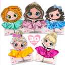 3 x Valentines Day Gifts for Girls 30 PACK Dance Ballet Girl Valentine Cards and Scrunchies, Exchange Classroom Gift for Students, Ballerina Rave Trinkets for Kids, Girl Birthday Return Gifts