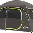 CAMPROS CP Upgraded 6 Person Camping Tents, Waterproof Windproof Family Tent with Larger Mesh Windows & Door, Double Layer, Easy Set Up, All-Season Dome Tent with Top Rainfly & Carry Bag