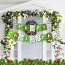 Merry Christmas Banner Lime Green Xmas Banner Holiday Paper Hanging Garland for Mantel Wall Window Tree Party Farmhouse Indoor Outdoor Party Office Classroom
