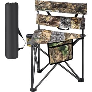 Hunting Chair Extra Large Folding Tripod Chair with Backrest Portable Camping Chair for Fishing Blind Hunting (Brown)