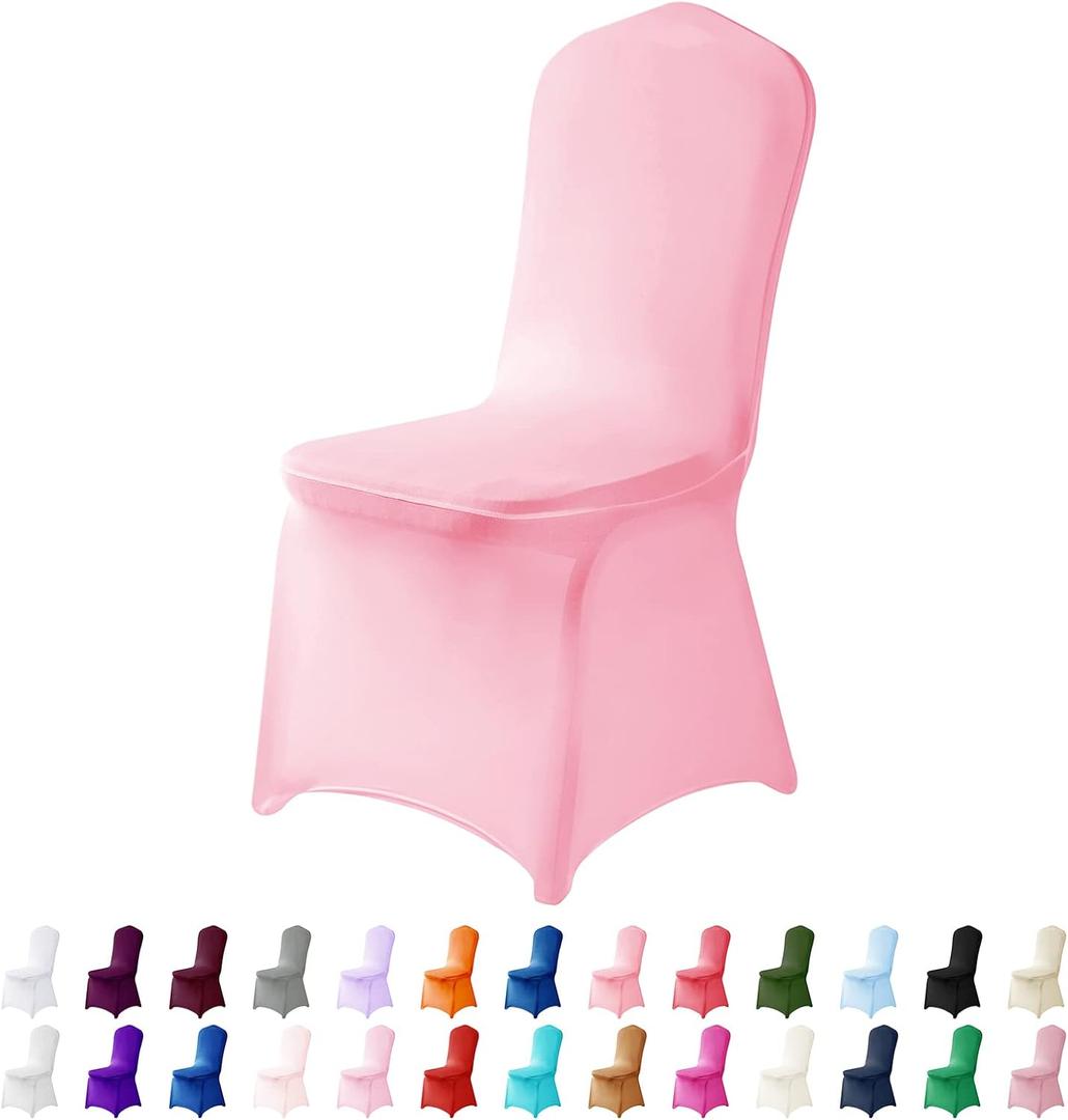 Spandex Chair Covers, 12PCS, Washable Protector for Living Room, Party, Banquet, Wedding, Hotel (Pink) (12Pack)
