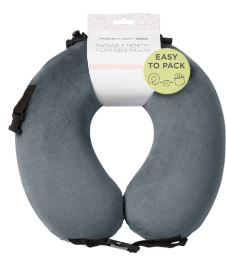 Travel Smart Conair Packable Memory Foam Neck Pillow Grey