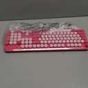 Wireless Keyboard and Mouse Combo, Cute Hot Pink FullSize Retro Typewriter Keyboard with Round Keycaps, Magnetic Wrist Rest, Tilt Legs, 2.4GHz Cordless for Mac, Windows PC, Laptop, SABLUTE CK23