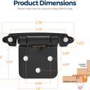 Ravinte 60 Pack (30 Pairs) 1/2" Overlay (Variable) Cabinet Hinges, Self-Closing Semi-Concealed Face Mount, Matte Black Decorative Hardware with Door Bumpers for Kitchen & Cupboard Doors