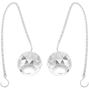 2 Pack Crystals Ball Prism Window Rainbow Maker with Chain for Easy Hanging (Transparent)