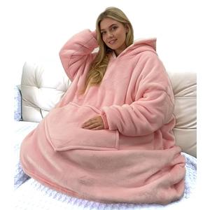 JFUJFU Wearable Blanket Sweatshirt for Women - Oversized Hoodie Pullover, Funny Gift for Sister/Mom/Girlfriend (Pink)